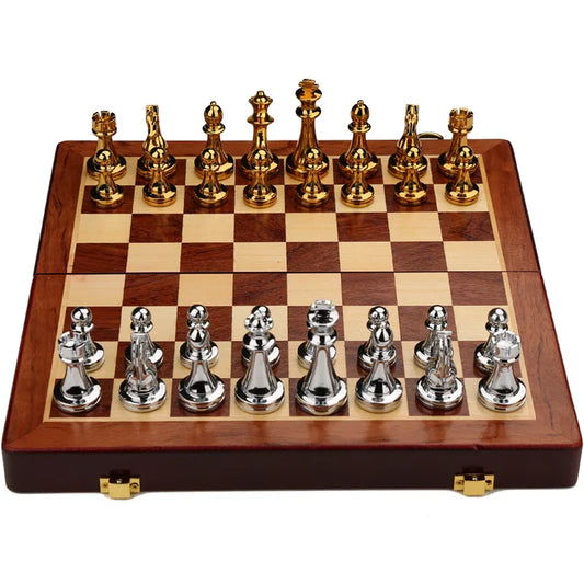 Luxury Wooden Chess Set with Metal