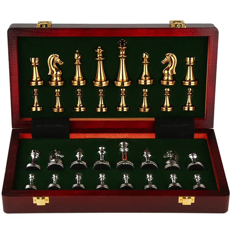 Luxury Wooden Chess Set with Metal
