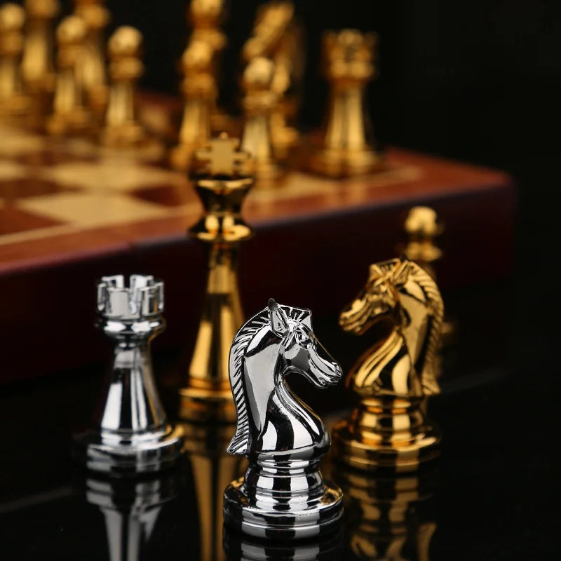Luxury Wooden Chess Set with Metal